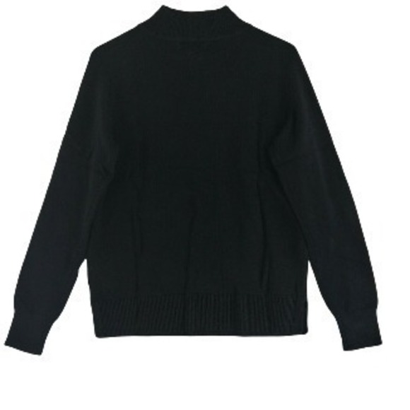 Karen Scott Cotton Cable-Knit Mock-Neck Sweater Deep Black M - Picture 2 of 2